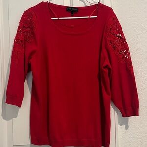 Lane Bryant Red Sweater with Lace Sleeves
